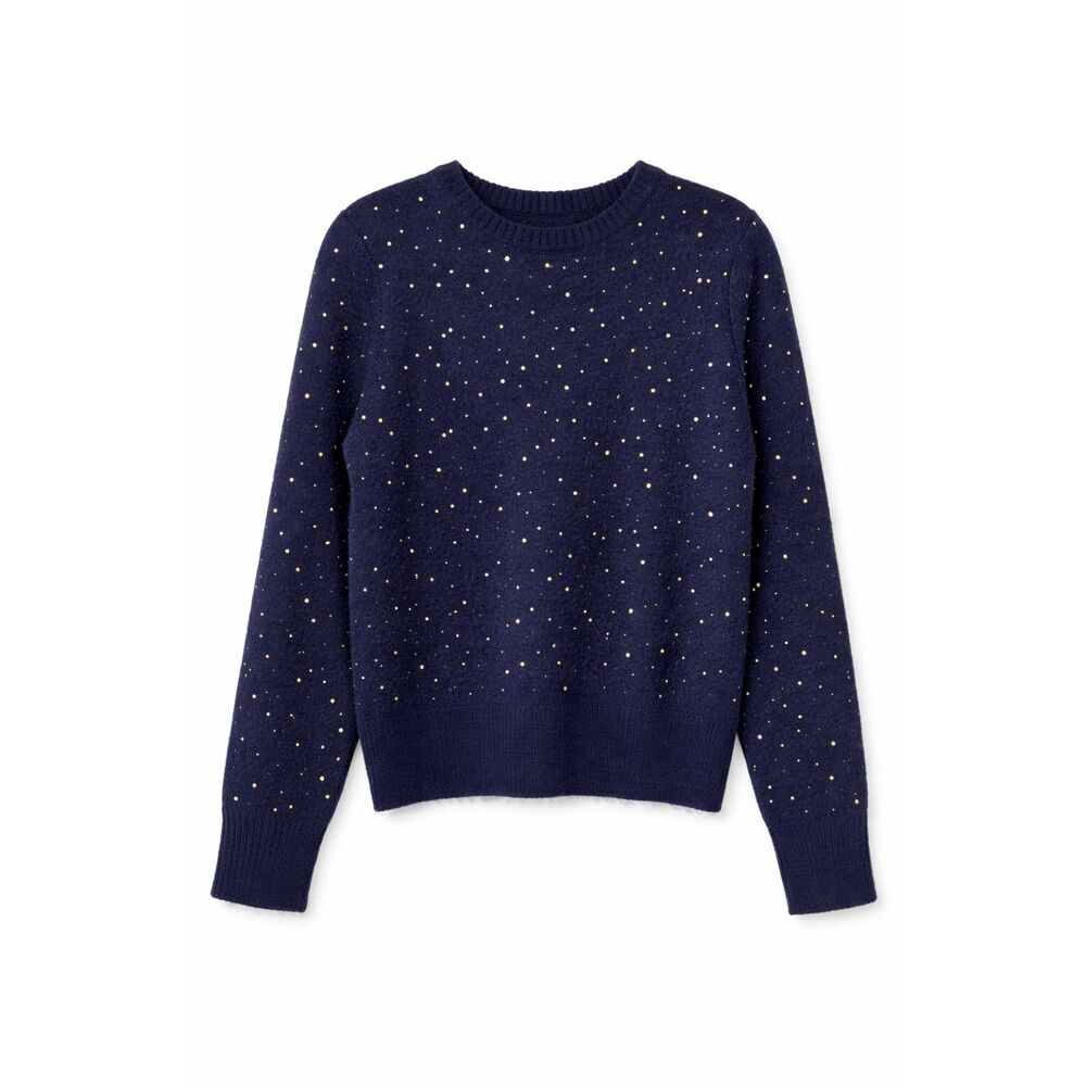 Crown‎ & Ivy Navy Constellation Sweater Petite Medium Celestial Gold Speckled